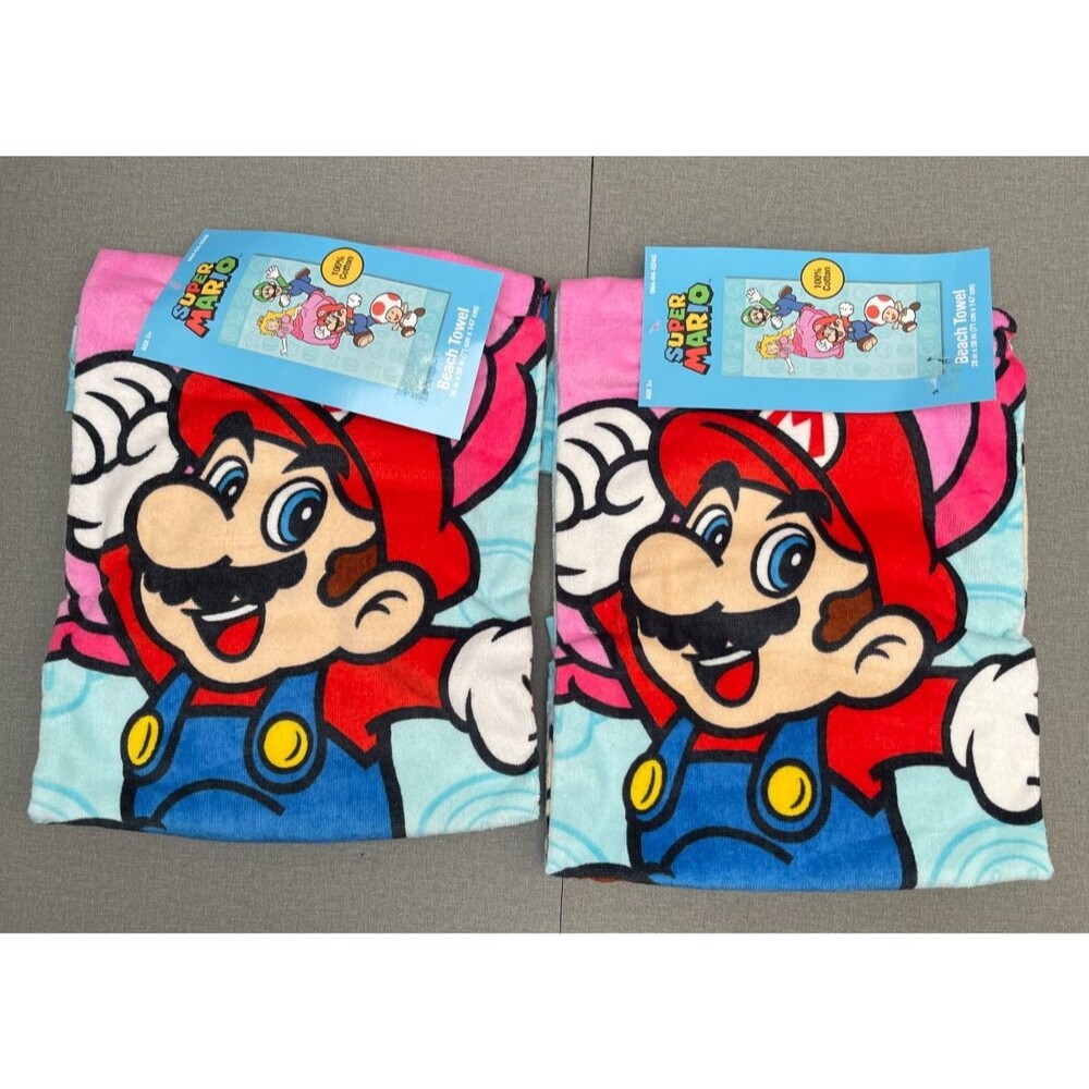 2 Pack Nintendo SuperMario Kids 100% Cotton Beach Towel 58''x28''